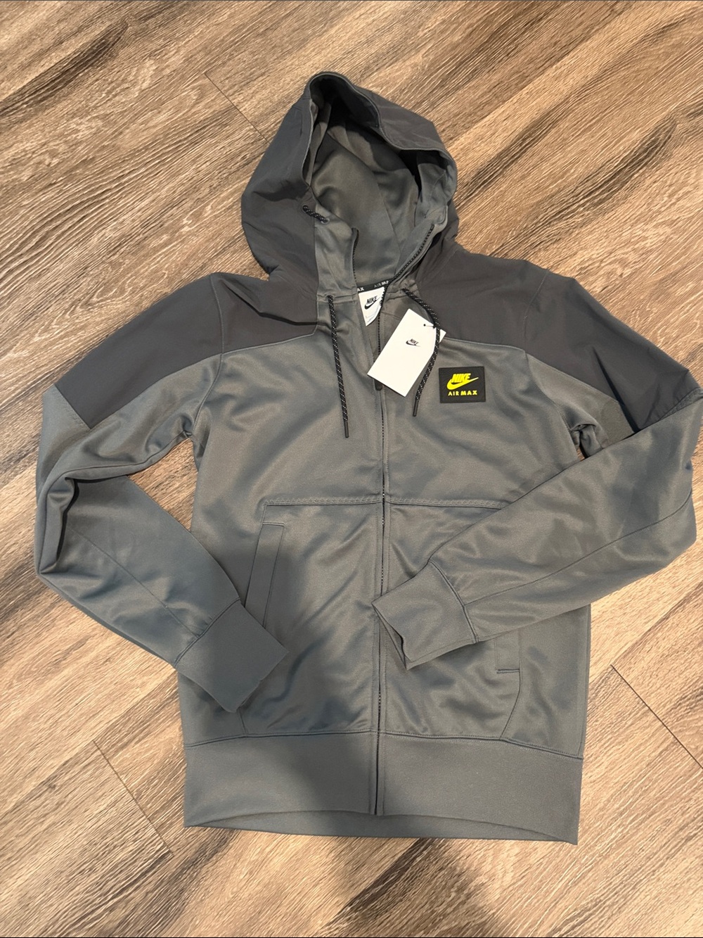 NWT Nike Air Max Full-Zip Hooded Track Jacket Grey Neon Volt Men's S